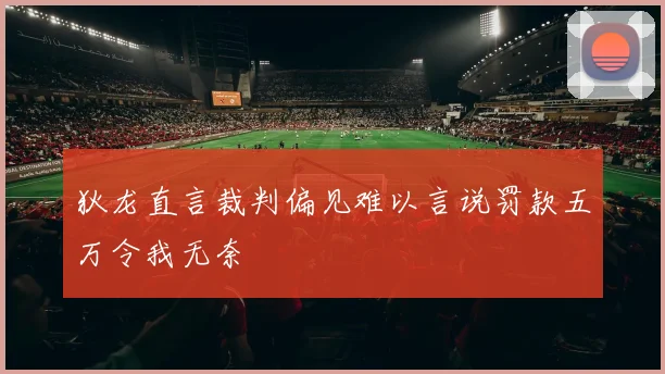 狄龙直言裁判偏见难以言说罚款五万令我无奈